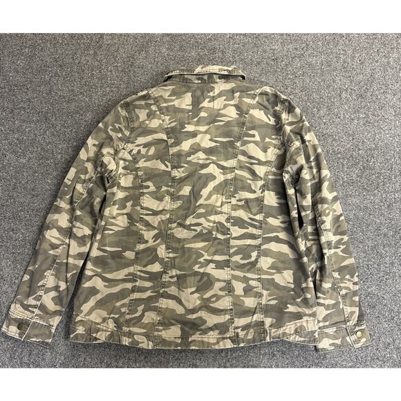 Mudd Womens XL Camo Denim Military-Style Distressed Jacket Pockets - Picture 8 of 8